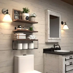 3 Set Wood Bathroom Shelves