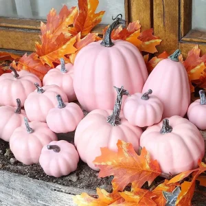 12Pcs Artificial Pumpkins Pink